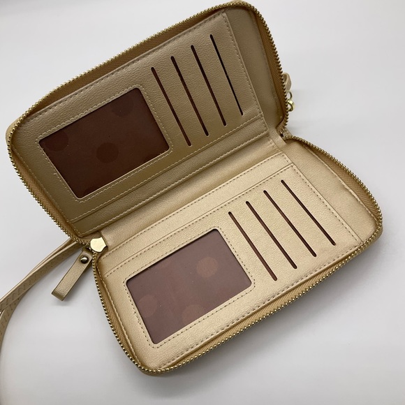 S ZONE METALLIC GOLD CROSSBODY WALLET - Picture 3 of 7